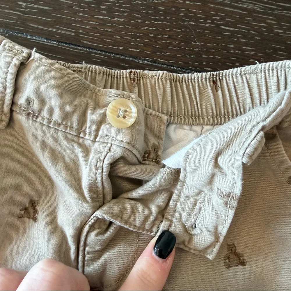 Baby Gap Baby Toddler Boys 18-24M Khaki Teddy Bear Logo Print Pants Trousers‎